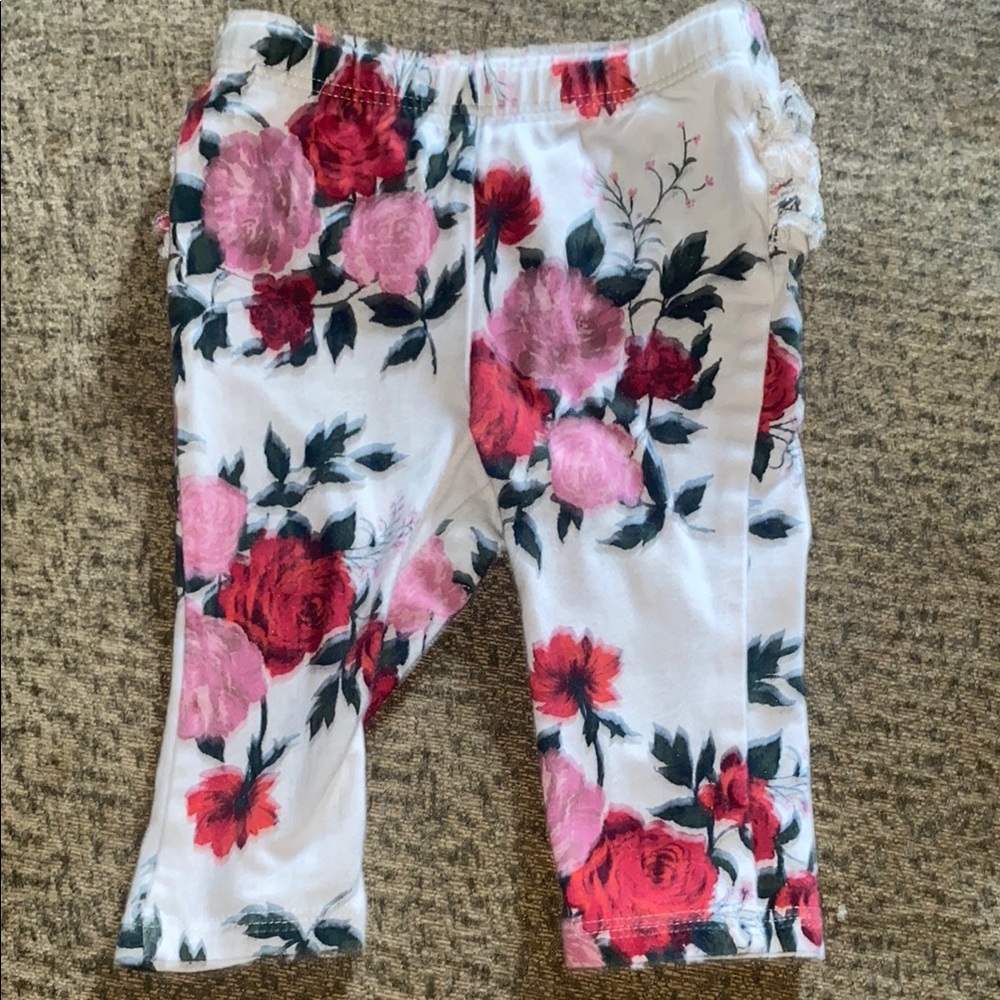 Old Navy Baby Leggings with Red Floral Design